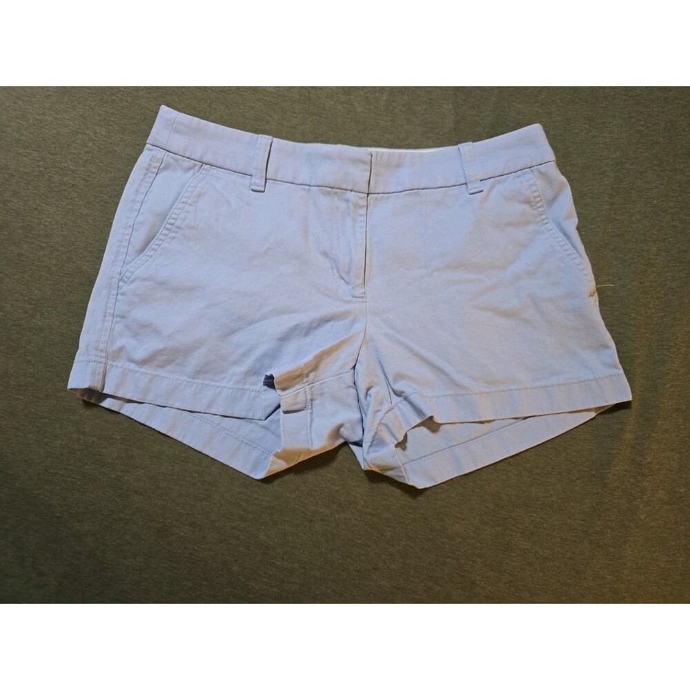 J.crew Preppy 3in Inseam Shorts Light Blue Cotton Size 6 Flat Front Womens Chino